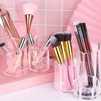 

Crystal Clear Acrylic Makeup Brush Storage Container Pen Holder Nail Manicure Brush Storage Container Holder Display
