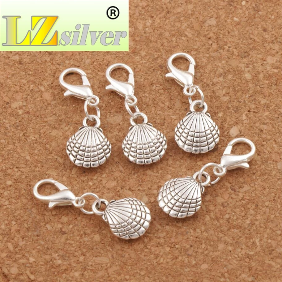 Shell Lobster Claw Clasp Charm Beads 26.8x9.9mm 100pcs zinc alloy Jewelry DIY C1175