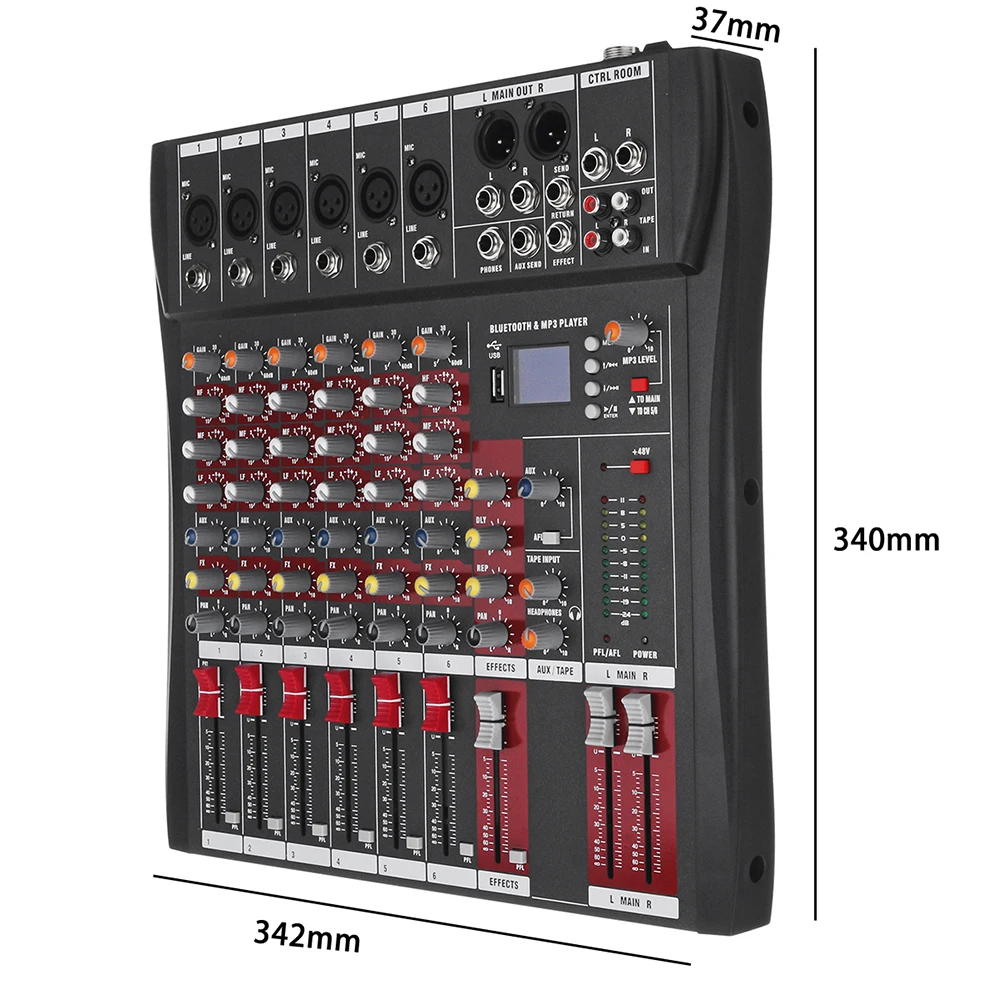 Профессиональный звуковой микшер смешивания консольный микшер звуковая карта 6 канальный USB BT стерео микшер микшерный пульт музыка Intrustments