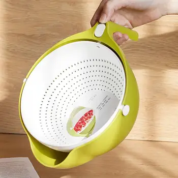

1PC Double Layers Portable Rice Washing Filter Basket Fruit Vegetable Drying Basket Wash Colanders Kitchen Utensils