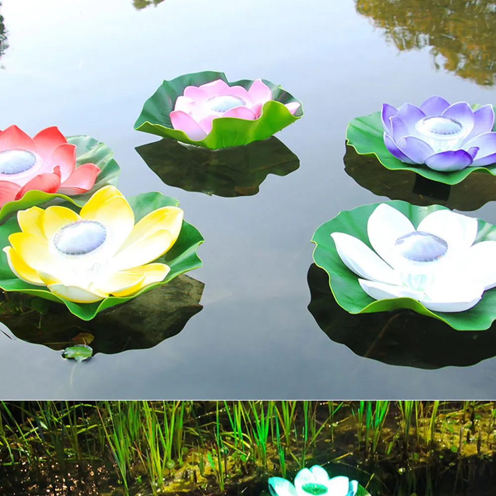 Flutuador de Água Pátio ao ar Livre à Prova Decoração do Jardim Lótus Luzes Solares Paisagem Desejando Lagoa Dwaterproof Água 6 Cheap Luzes subaquáticas