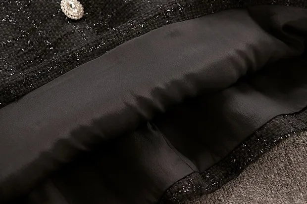 Маленький ароматный комплект из двух предметов платье осень зима женские спагетти ремень v-образным вырезом кнопка в виде бриллианта твидовое платье+ черный свитер