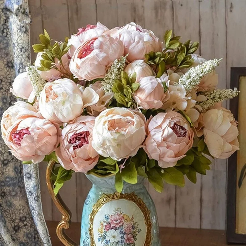 Flower Bouquet Scrapbooking Wreath Diy Silk 1bunch Artificial Home-Decoration Wedding-Party