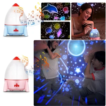 

Starry Sky Projector Lamp Rechargeable LED Night Light Music Player Speaker Projection For Home Kids Bedroom Nursery Decor