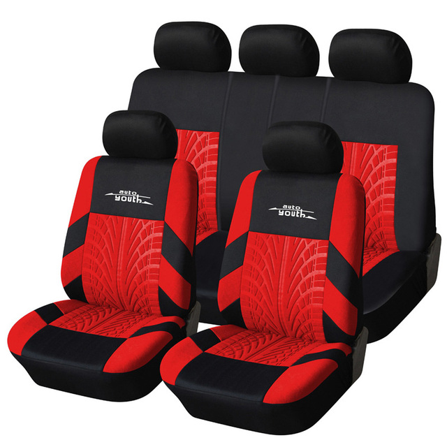 Seat Cover Polyester Fabric Universal Set Red Car Styling Fit Most Car Interior Accessories Sedans Seat Covers for Car Care
