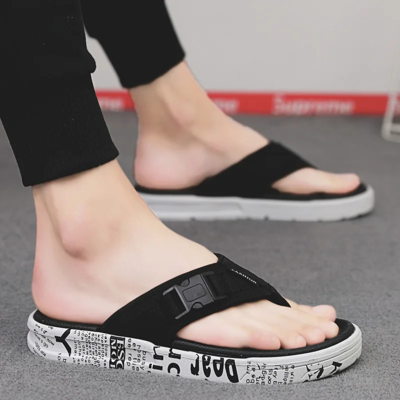 

Couples Webbing Slipper Summer Fashion Wear-Resistant Bottom Men Popular Slippers Cool Outdoor Casual Shoes Outer Wear Flip-flop