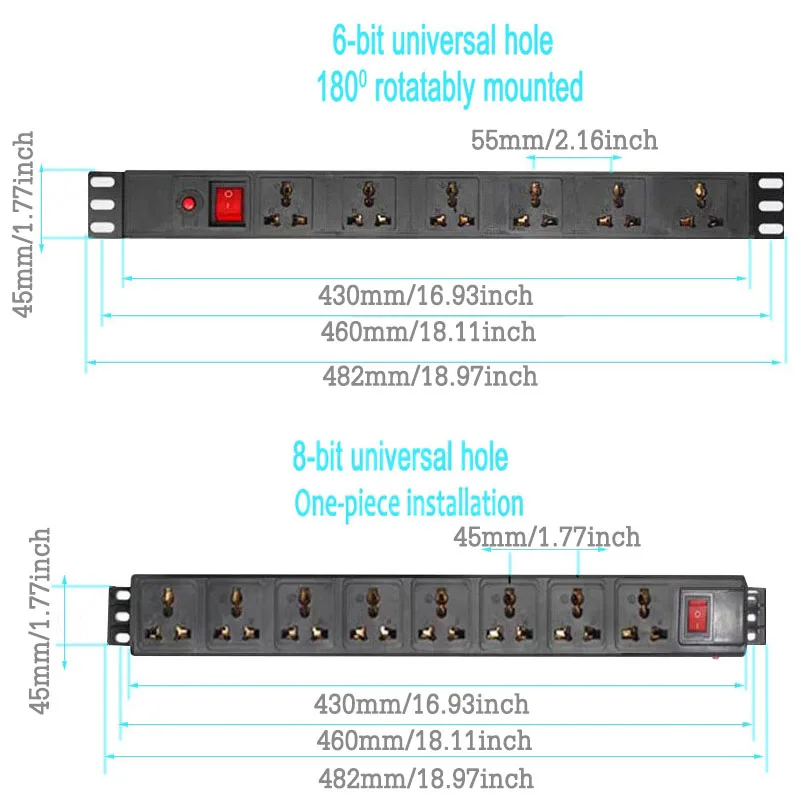 Tomada com Interruptor Proteção contra Sobrecarga Tomada Universal Lightning Soquete Extensor Energia Alta Pdu 6 - 8ac - Image 6