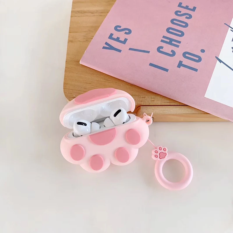 Cute 3 for airpods pro case cartoon cute for airpods pro cover silicone pig for apple bluetooth cases bear animer accessory - Цвет: cat claws white