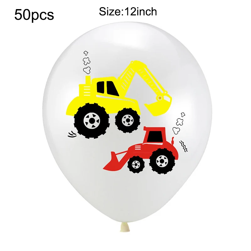 50pcs white balloon Строительный экскаватор для машинки тема латексный воздушный шар грузовик украшения для вечеринки, дня рождения трактор День Рождения украшения поставки - Цвет: 50pcs white balloon