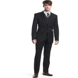 2021 New High-Quality Customized Fashion Notch Lapel Black Men's Suit And Groom Wedding 3-Piece Suit (Coat + Pants + Vest + Tie)