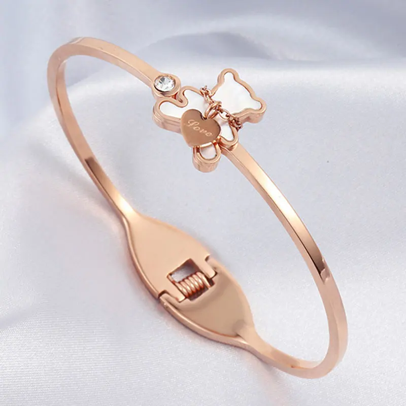 Simple Bear Bracelet For Women stainless steel Bracelets Fashion Jewelry Accessory
