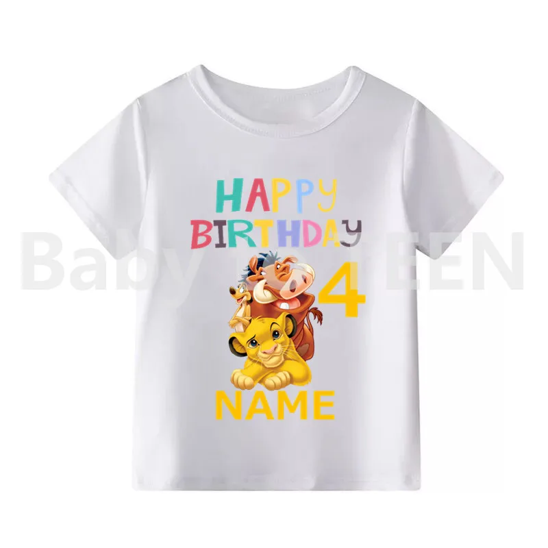 Children Lion King Birthday Number 1-10 Cartoon Print T-shirt Boys Girls Cute Simba Funny T Shirt Kids Clothes - Цвет: O