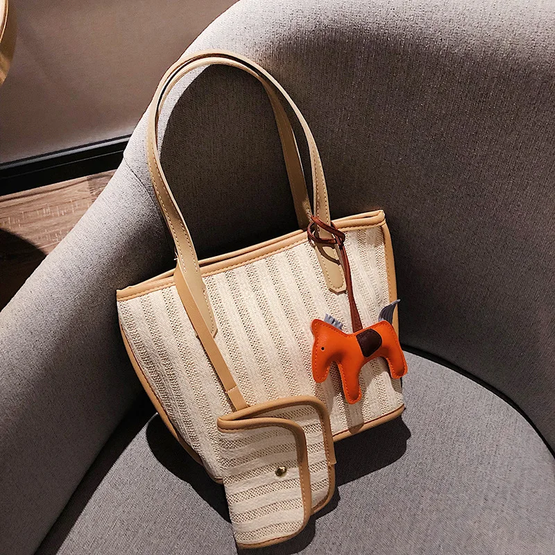 

Bag WOMEN'S Bag Large Capacity 2020 New Style Fashion Korean-style Hand Canvas Different Size Bags Versitile Fashion Straw Shoul