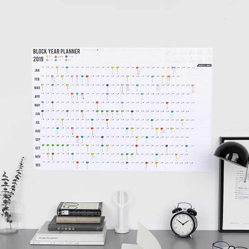 1 Set Creative Block Year Planner Daily Plan Paper 73*51.5cm Wall Paper Calendar Agenda