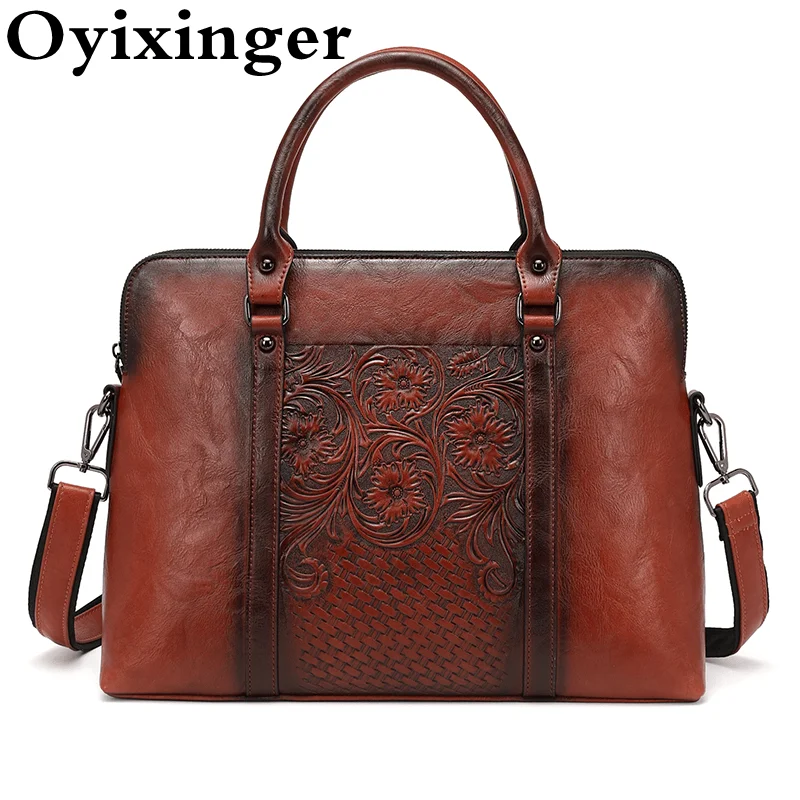 OYIXINGER женский портфель высокое качество тисненые сумки на плечо винтажный