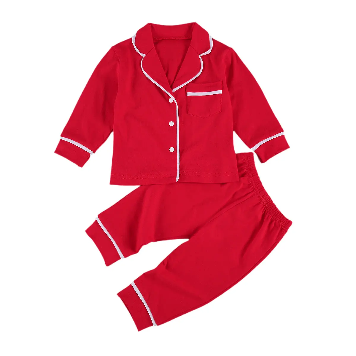 3 Colors Baby Children Boys Girls Solid Cotton Sleepwear Infant Toddler Sleepwear Sets kids pajamas Nightwear 6M-5Y