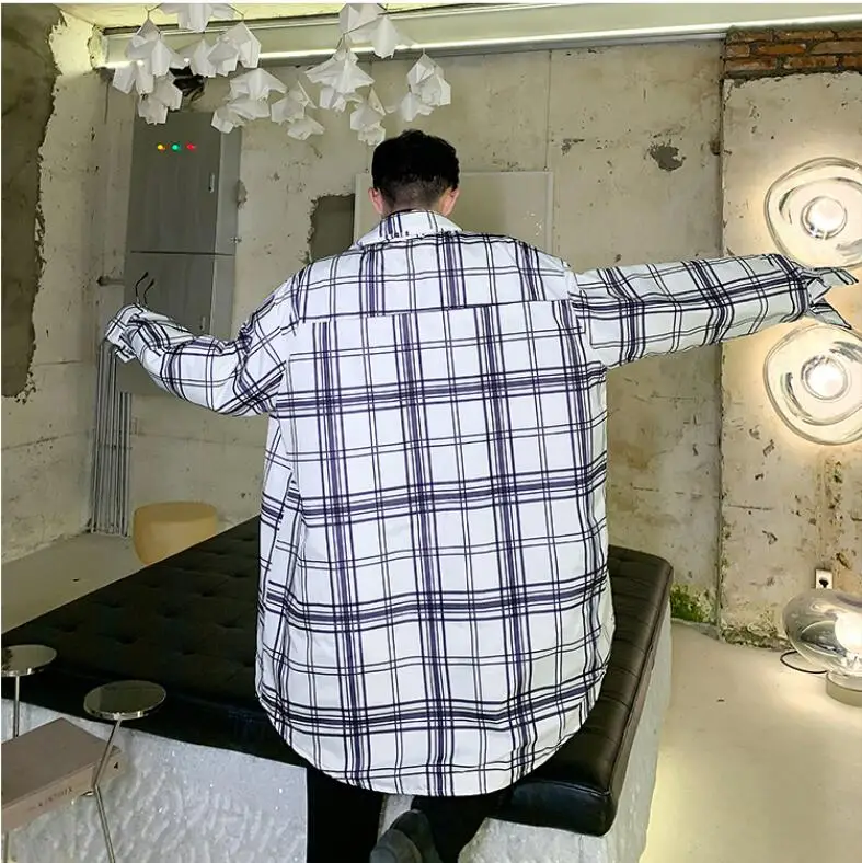 M-XL! Зимняя дикая Личность ретро плед Мужская Средняя длина свободная ленивая плюс хлопковая рубашка Толстая теплая куртка прилива
