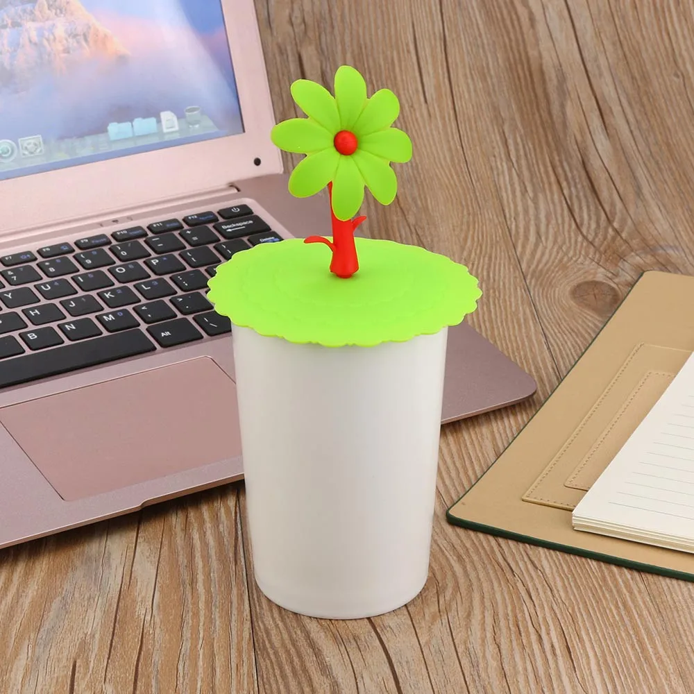 C Sapling silicone cup cover lids Cup Drinking Wash Gargle Cup Silicone Covers Thermal Cup Coffee Mug Water Home mugs FS25 - Цвет: GN
