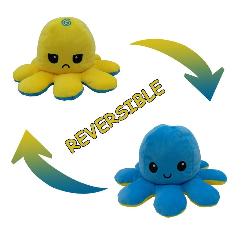 

20cm Reversible Plush Toy Color Chapter Plush Doll Filled Plush Flip Toy Blue/Green Plush Toy Doll Parent-Child Kids Game Toy