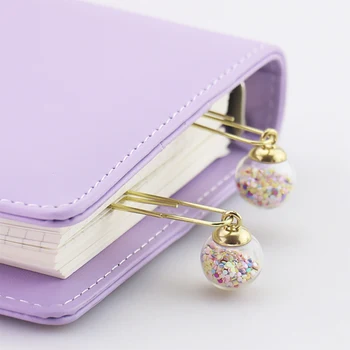 

5pcs/box Glass Ball Paper Clips Notes DIY Bookmark Metal Binder Clips Fish Clips Notes Letter Paper Clips
