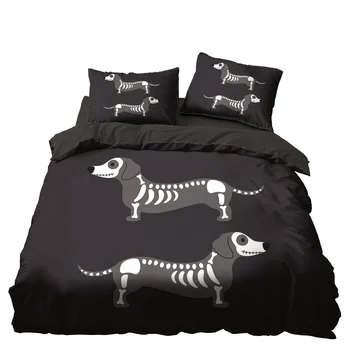 

Cartoon Dog Skeleton Bedding Set Bedroom Decor Bedspread Kids Boys Gift Microfiber Hypoallergenic Zipper Duvet Cover Pillowcase