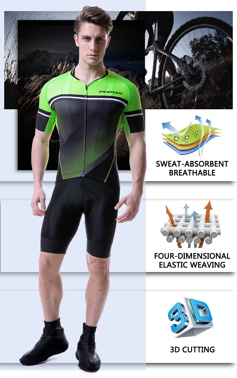 PHMAX летние шорты рукав Pro Велоспорт Джерси Набор Майо Ropa Ciclismo велосипедная спортивная одежда велосипедная одежда комплект для велоспорта