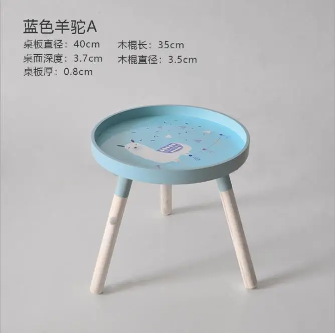 Юнион нордическая гостиная маленький чайный столик круглый кофейный столик мини прикроватный столик простой спальня твердый деревянный угловой стол - Цвет: blue 1