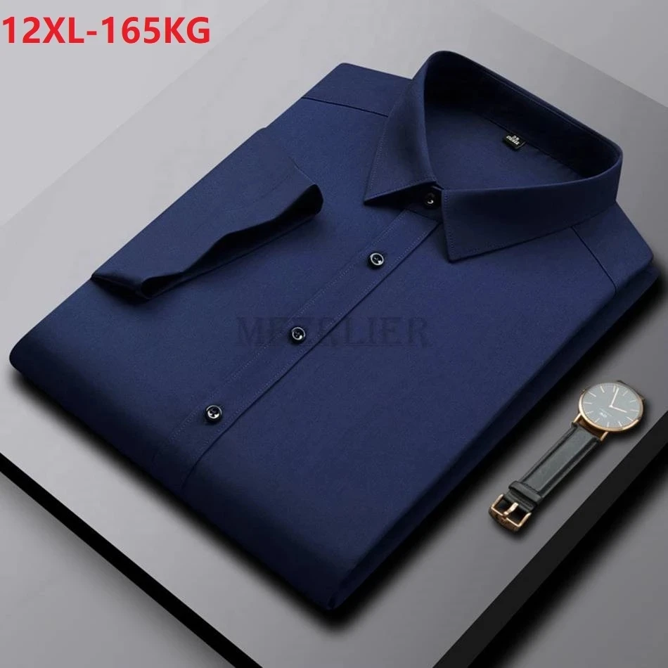 

high quality summer men shirts short sleeve Plus size 12XL formal office shirt navy blue wedding stage busines shirts 10XL 8XL