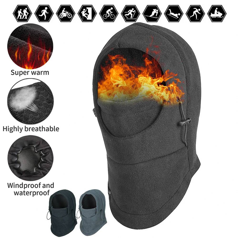 

Winter Thermal Fleece Balaclava Hat Ski Mask Hooded Neck Guard Scarf Outdoor Cycling Face Mask Sport Cycling Warm Mask Cover D40