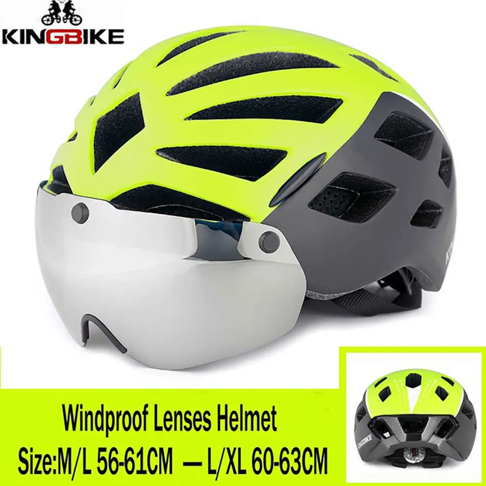 J-662-Black-Green KINGBIKE, Женский велосипедный шлем с очками, ультралегкий, для мужчин, MTB, велосипедный шлем, для горной дороги, для женщин, casco, специальные велосипедные шлемы - Цвет: J-662-Black-Green