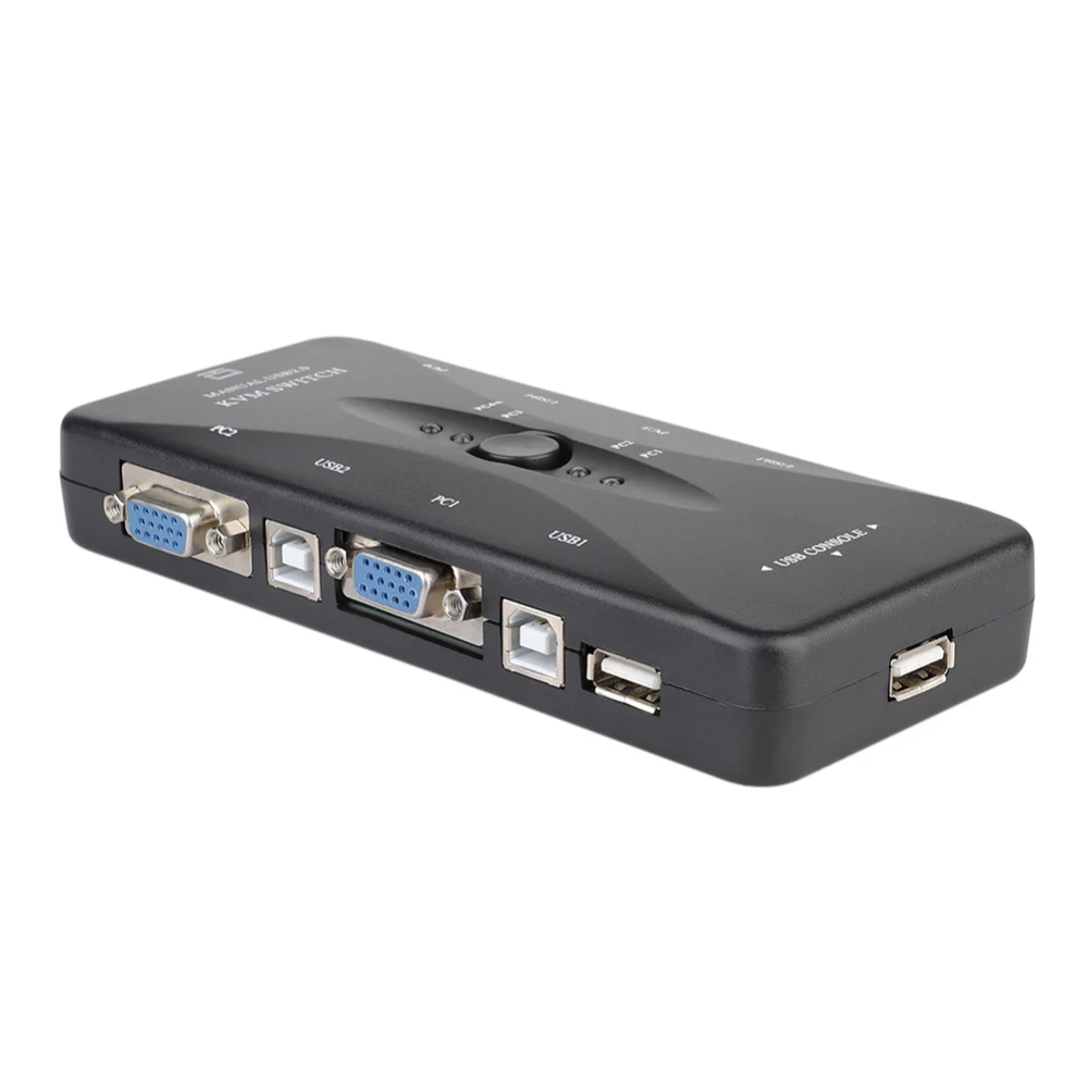 4-портовый USB 2,0 KVM переключатель коробка+ 4 KVM Кабели клавиатура Монитор VGA SVGA ПК ноутбук для клавиатуры мышь принтер высокое