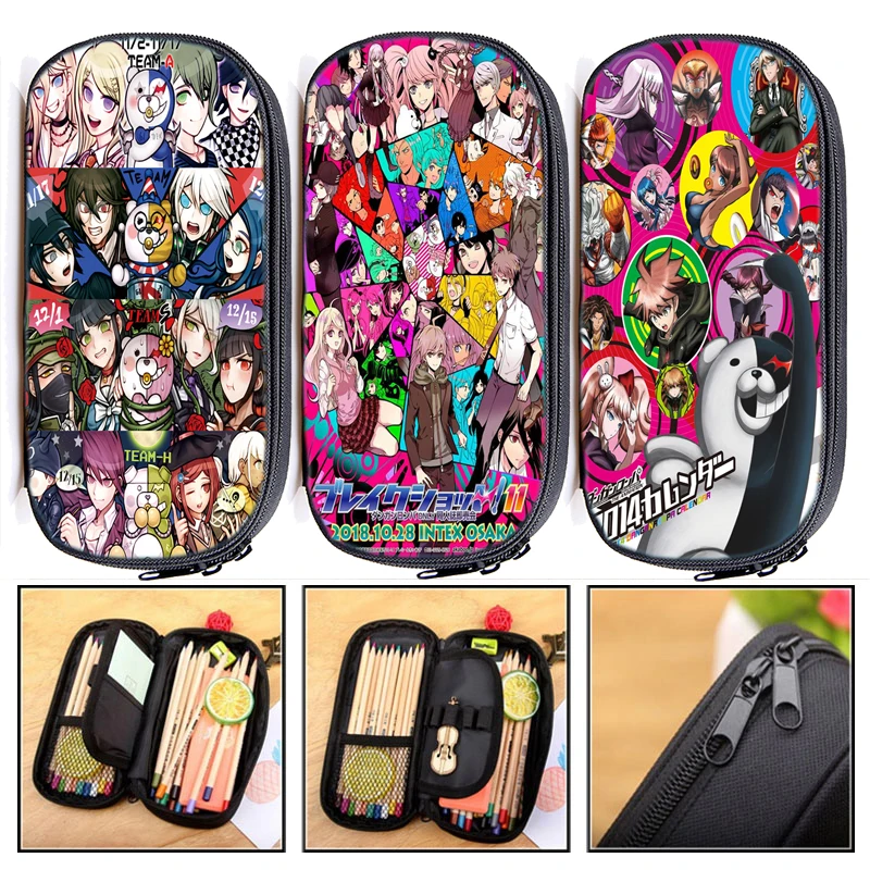 NEW High capacity Anime Danganronpa Monokuma Pencil Case-Stationary bag UK 