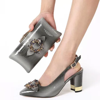 

New African PU Woman Shoes And Matching Bag Set Autumn Style Fashion Pumps Shoes And Bag Set For Evening Party Size 37-42