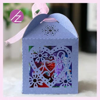 

100pcs Pearl Blue Colors Boxes Kit With Laser Cut，Birthday Party Wedding Ceremony Dinner Party Supplies Candy Boxes