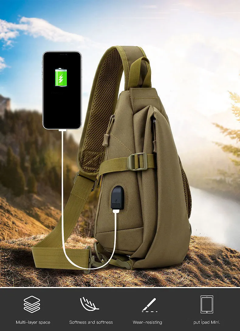 Уличная USB сумка для путешествий, походов, треккинга, сумка на плечо для велоспорта, альпинизма, спортивный рюкзак, зарядка, противоугонные военные тактические сумки