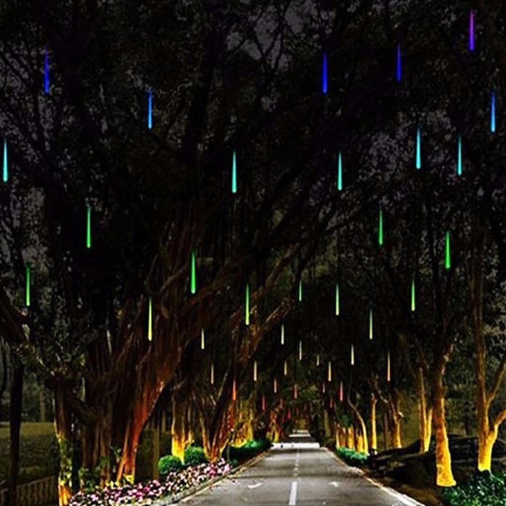 New Year 30-50cm Outdoor Meteor Shower Rain 8 Tubes LED String Lights Waterproof For Tree Christmas Wedding Party Decorat Lamp 11