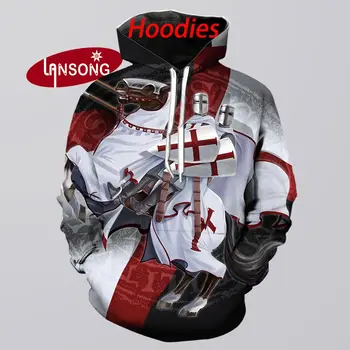 

hip hop streetwears 3d print knights templar harajuku hoodies sweashirts/pants jacket men short homme clothes men coat trousers
