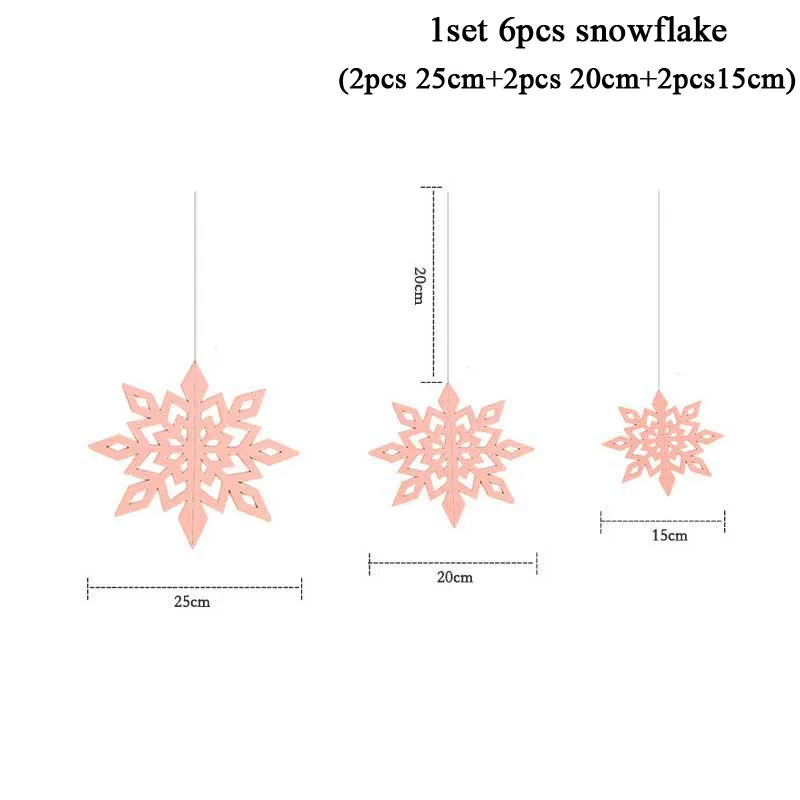 Joy-Enlife Замороженные вечерние Рождественские снежинки украшения 3D Полые Снежинка из бумаги гирлянды настенные Висячие украшения зимние Вечерние - Цвет: 1 set 6pcs Pink