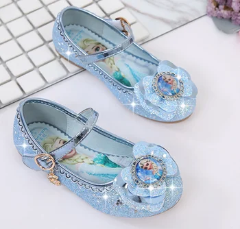 

Girls Wedding Shoes Glitter New Brand Flat Heels Children Elsa Princess Sandals Dance Kids Fashion Party Shoes with Bow