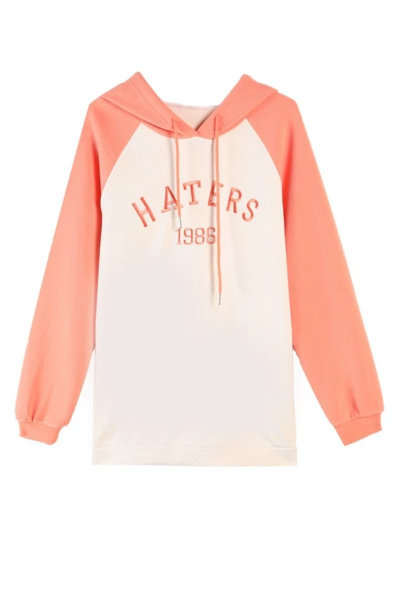 Winter maternity dress new Korean version of the hooded top plus velvet sweater loose long paragraph letters embroidered dress