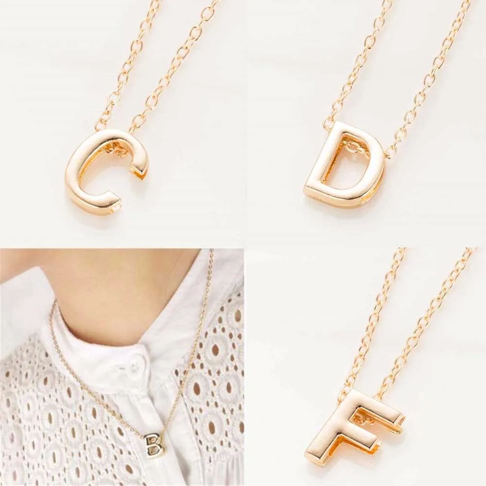 

2019 new hot sale fashion Women's Metal Alloy DIY Letter Name Initial Link Chain Charm Pendant Necklace N125