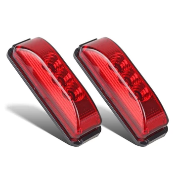 

2 Pcs 3.9Inch 3 Leds Truck Trailer Front Rear Led Side Marker Light Indicator Lamp Rock Light for Truck Trailer Boat-Red