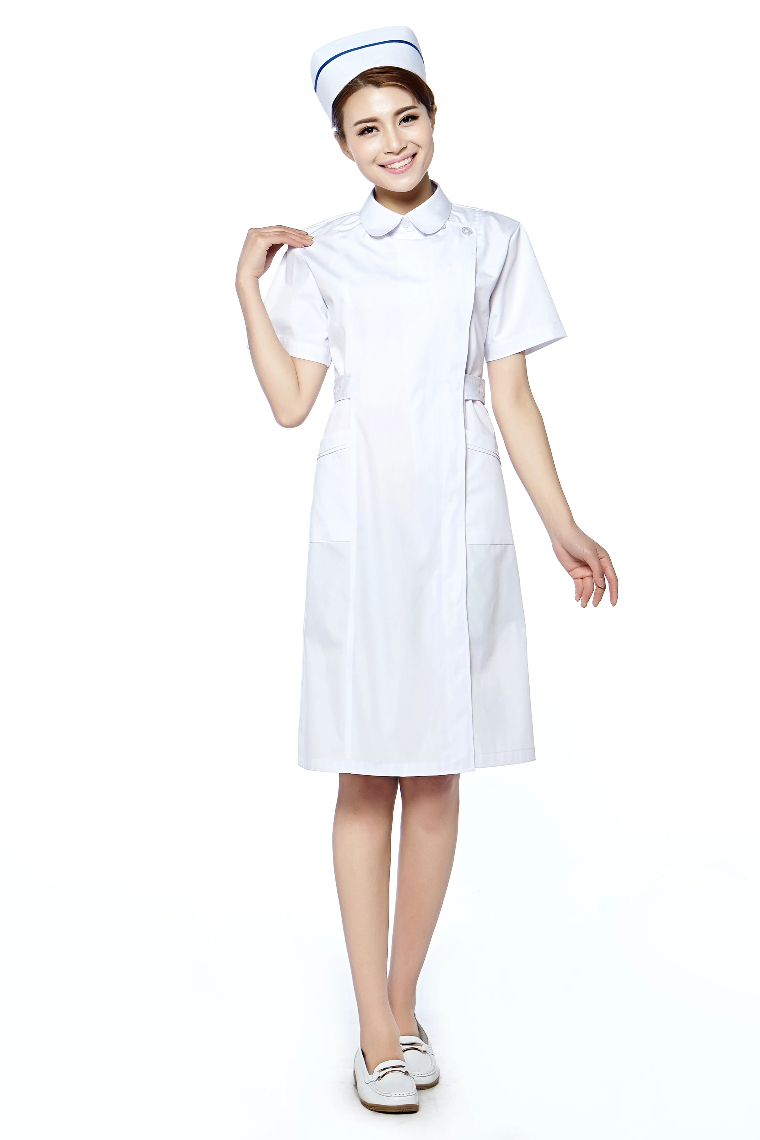 여성 간호사 유니폼 짧은 소매 흰색 간호사 복장 임상 의사 유니폼 의료 workwear 병원 유니폼|Nurse Uniform