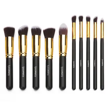 

New 10Pcs Professional Makeup Foundation Cosmetic Brush Brushes (10pcs) Facial Eye Cream Brush Sets with Bag