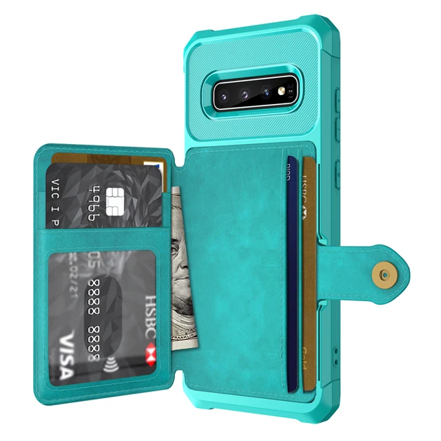 Роскошный деловой стиль PU кожаный чехол для samsung Galaxy S9 S10 Plus чехол для кошелька откидная задняя крышка для samsung Note 9 Fundas - Цвет: Cyan-blue