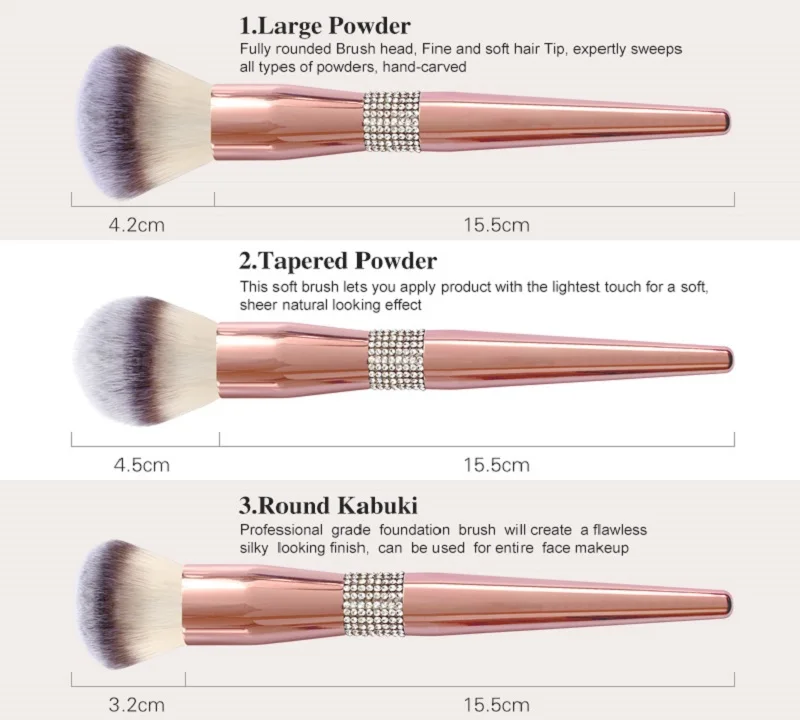Luxury Makeup Brushes Set Pincel De Maquiagem Professional Brand Bling Diamond Encrusted Handle Vagan Hair Cosmetic Make Up Tool