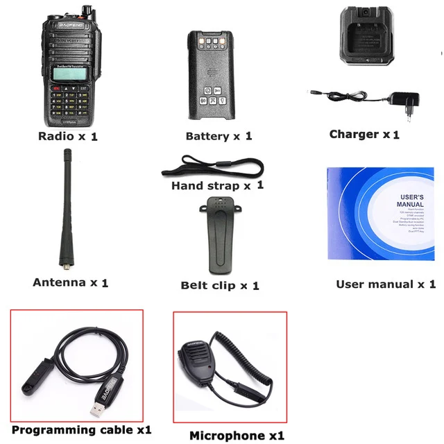 Baofeng Высокая мощность Двухдиапазонная UV-9R плюс VHF136-174 UHF400-520MHZ радиостанция водонепроницаемый Baofeng рация трансивер - Цвет: add mic  cab