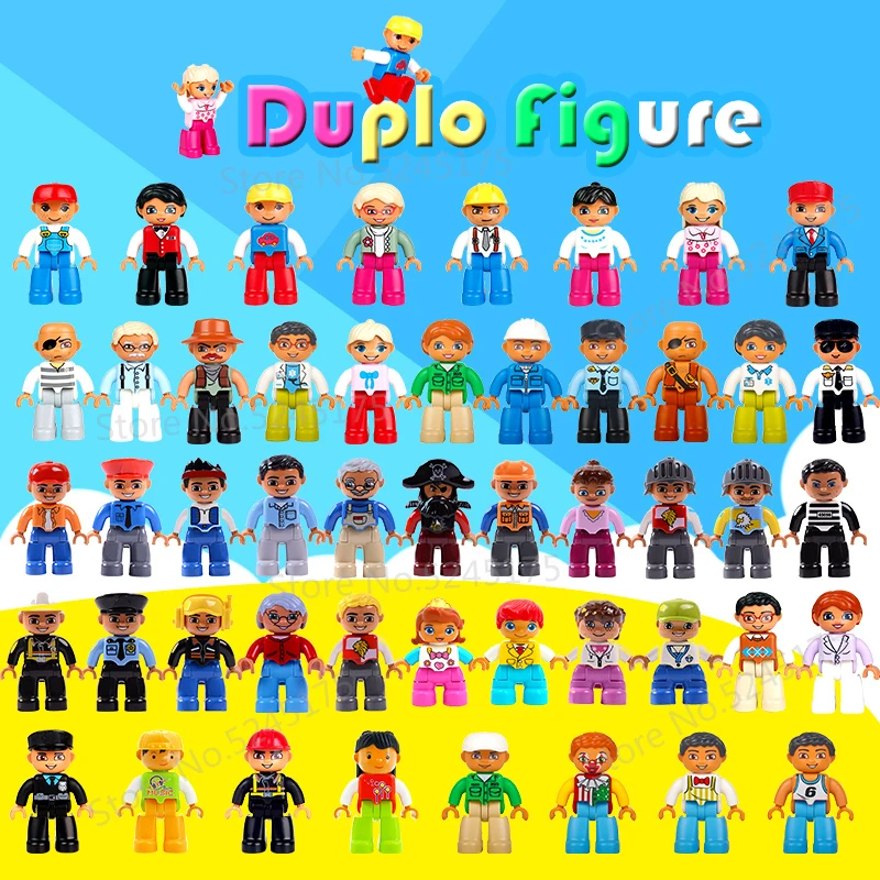 Duplo фигурки блоки полицейские медики пиратский клоун фермер город семья