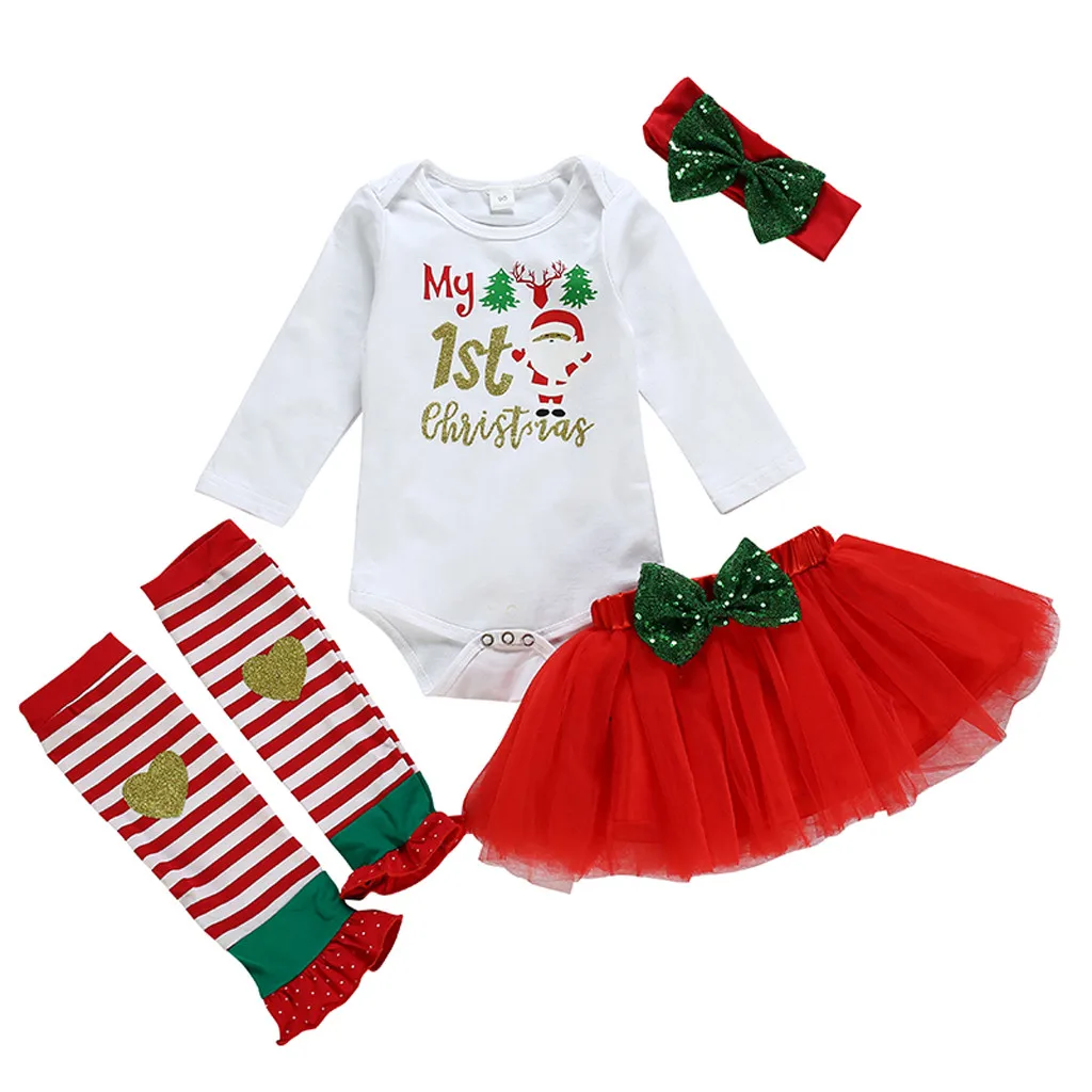 Одежда для новорожденных девочек «My First Christmas», комбинезон с юбкой-пачкой для девочек, милая одежда для малышей «My First christmas», одежда для малышей - Цвет: 01