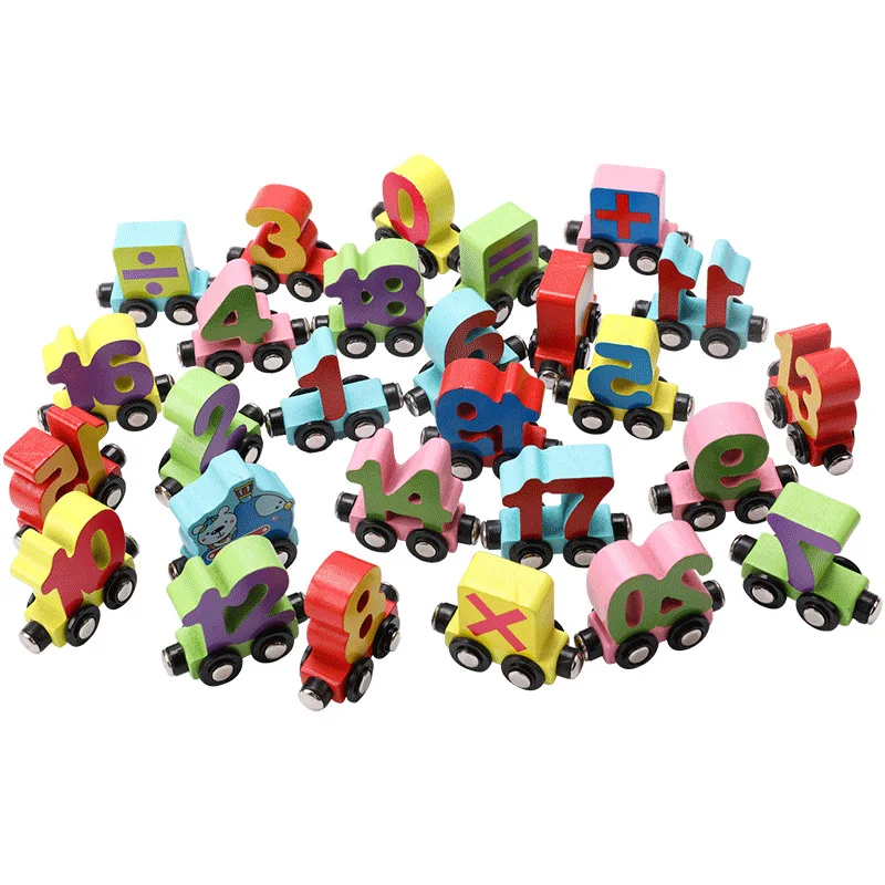 

MX-Children'S Educational Toy Magnetic Small Train with Numbers Lettered Insect Animal Train Building Blocks